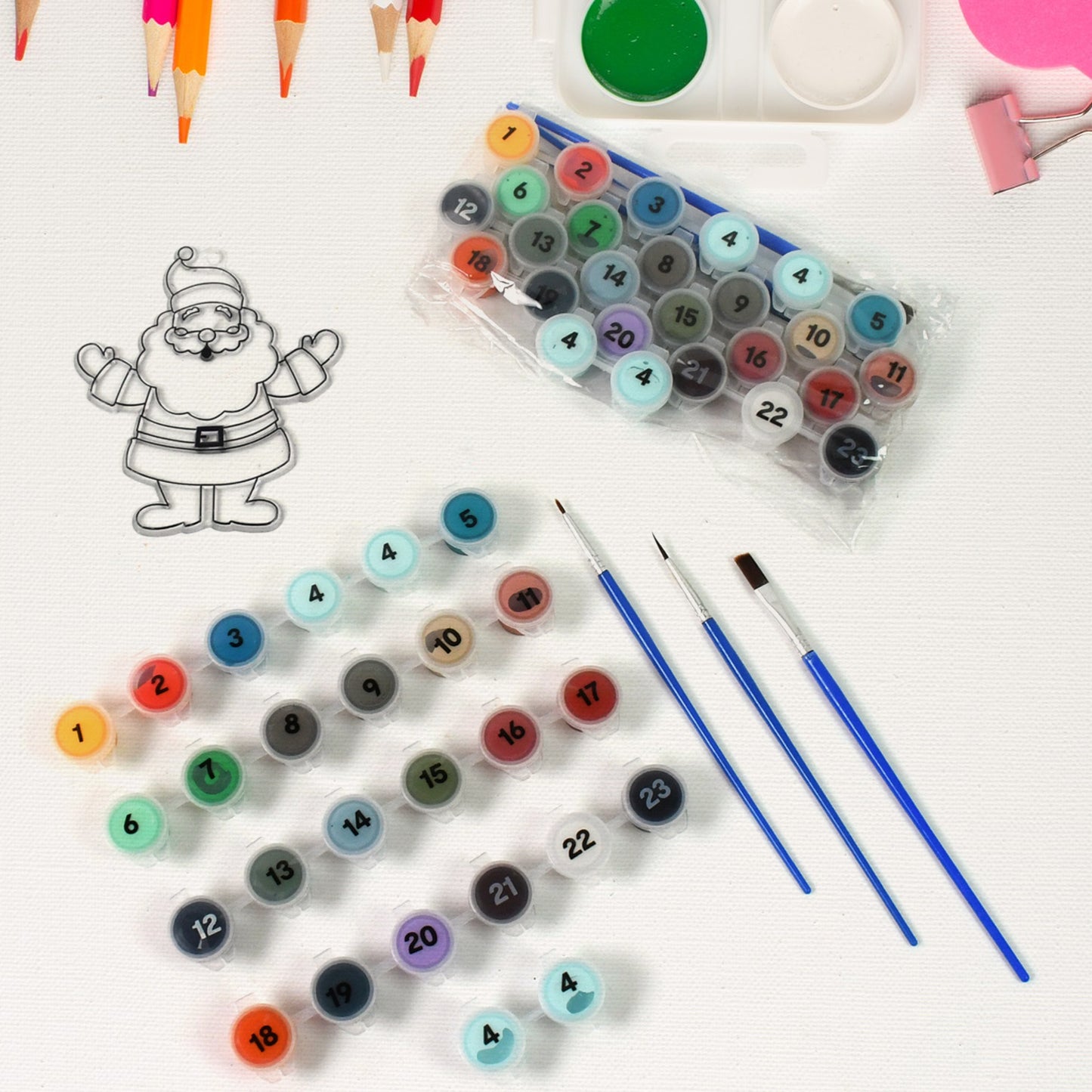 Paint By Number Kits 2 Set 24 Number Color 6 Paint Brushes (2 Set) - Happy Price - Image 2