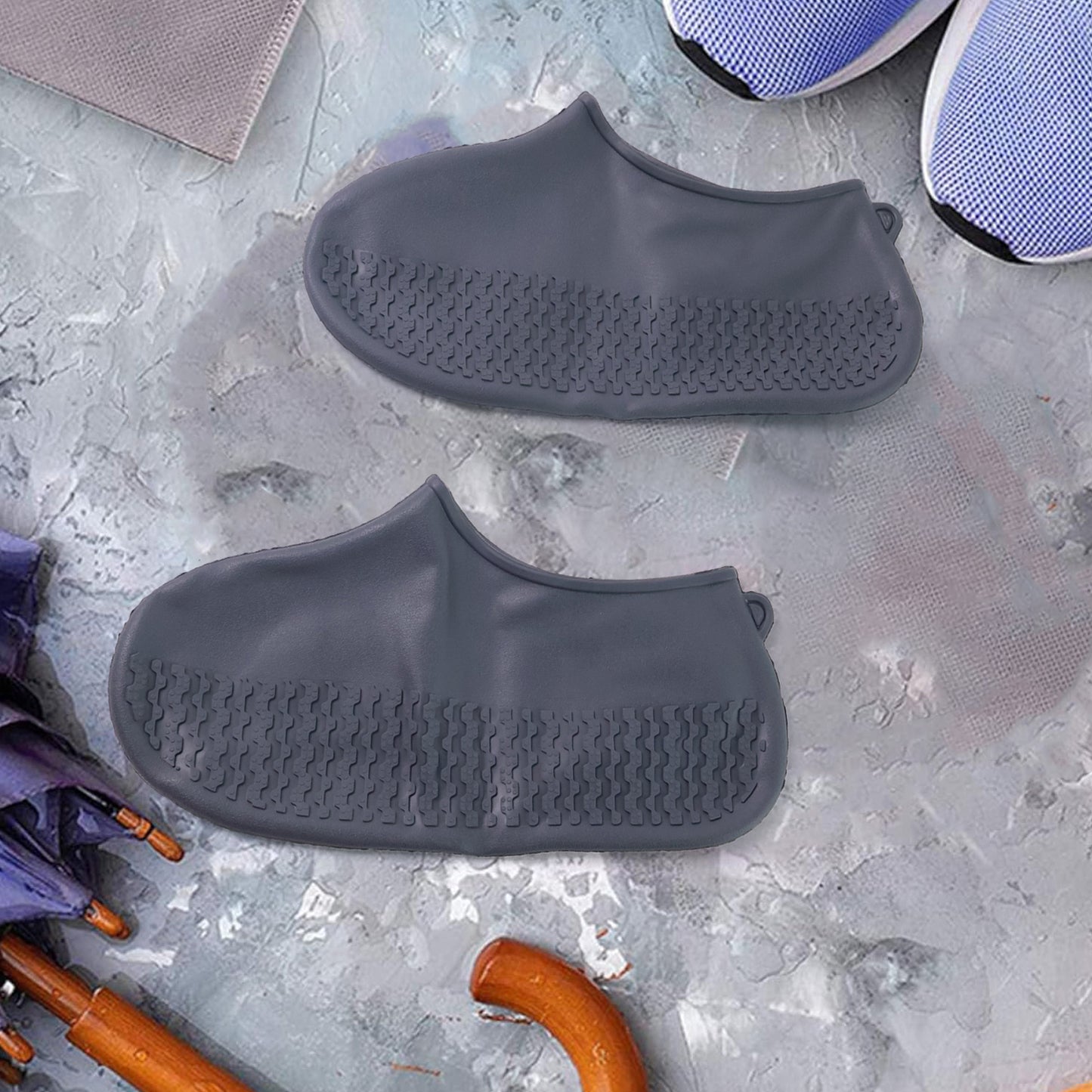 Grey Non-slip Silicone Rain Reusable Anti Skid Waterproof Fordable Boot Shoe Cover (1 Pair ) - Happy Price - Image 3