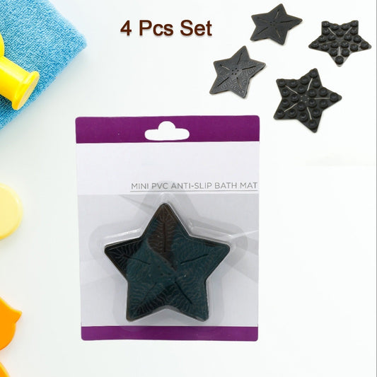 Mini  Pvc Anti-slip Bat Mat Non Slip Baby Bath Mats Mini Child Safety Anti Slip Shower Mats Star Leaf Shaped For Kids (4 Pc Set) - Happy Price - Image 1