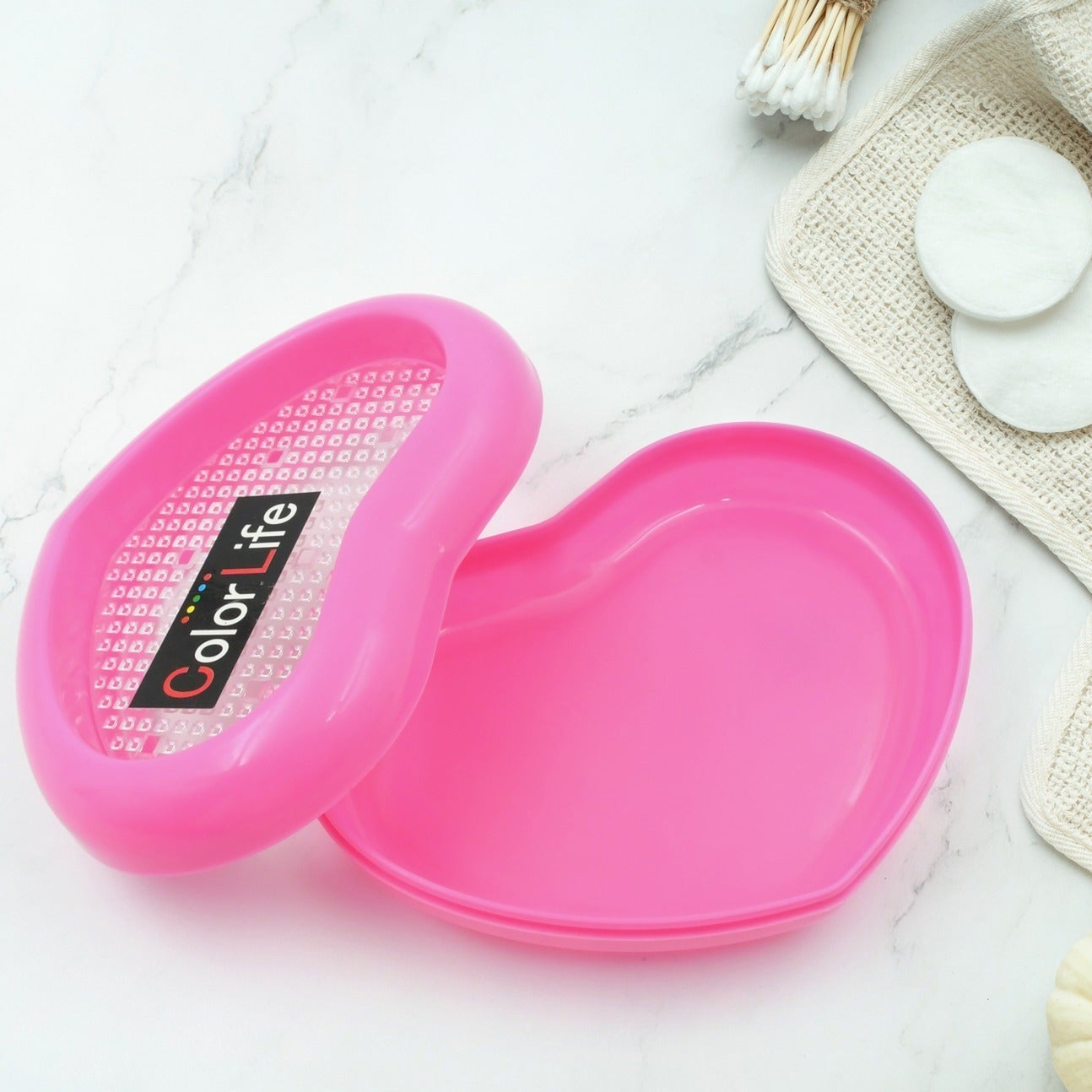 Bathroom Accessories Plastic Soap Case  Soap Dish  Soap Stand Plastic Soap Case Soap Holder Soap Dish For Bathroom Kitchen Sink (Oval  Heart Shape Soap Case  1 Pc ) - Happy Price - Image 1