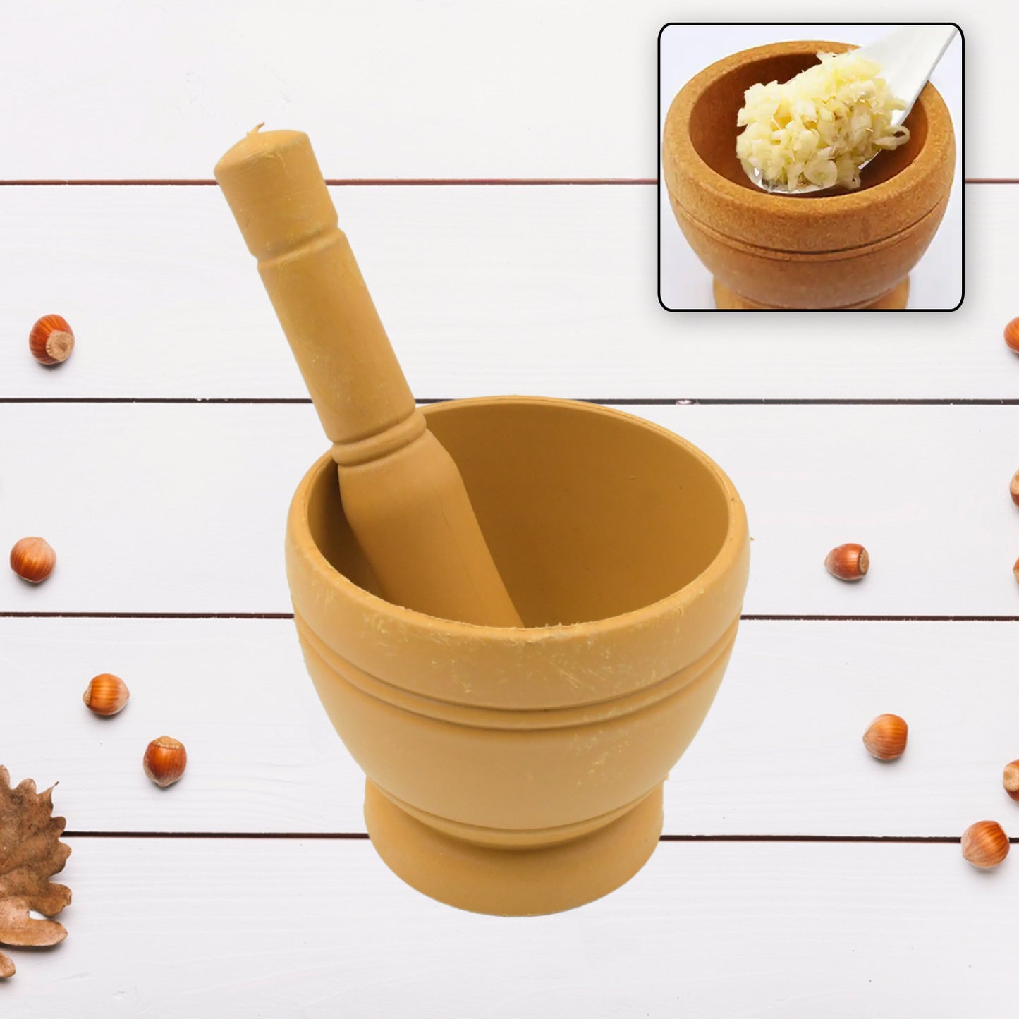Mortar And Pestle Set For Spices Okhli Masher Khalbatta Kharal Mixer Natural  Traditional Grinder And Musal Well Design For Kitchen Home Herb - Happy Price - Image 4