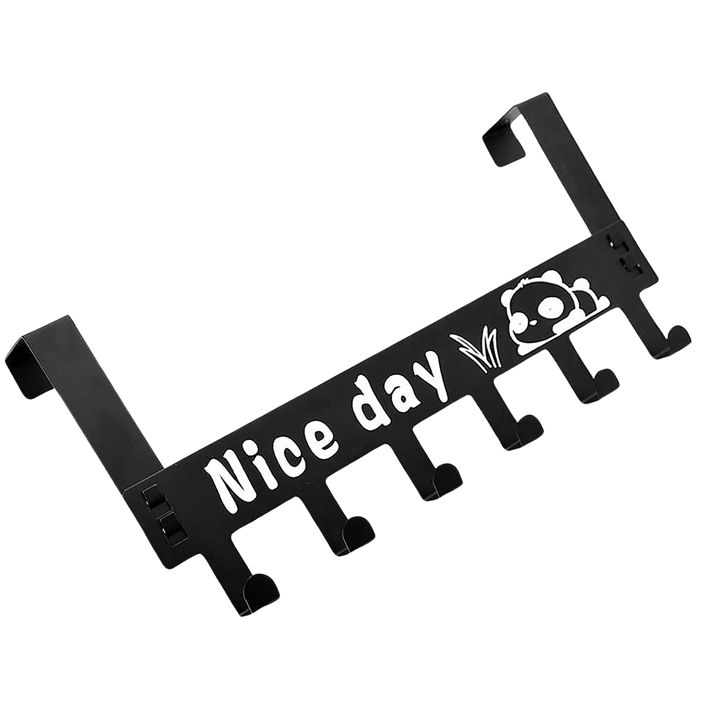 Heavy-duty Carbon Steel Cartoon Nice Day Over Door Hook Hanger Rack Towel Hanger Removable Door Hook Coat Scarf Cloths Hanger (1 Pc  6 Hook) - Happy Price - Image 4