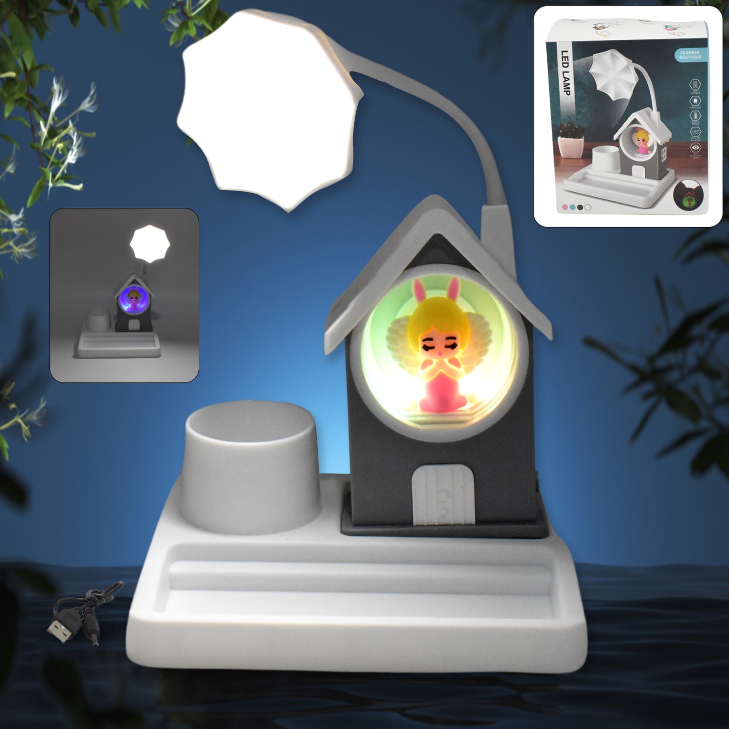 Cute Lovely Cartoon  Home Design With Plastic Base Led Desk Light Multi Color Changes (1 Pc) - Happy Price - Image 2
