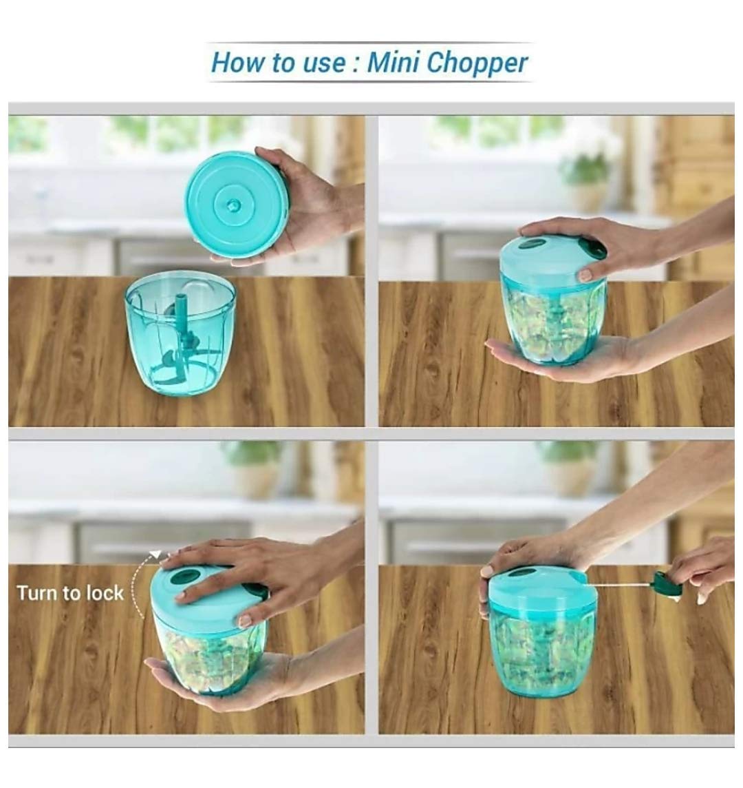 Manual Stainless Steel Compact Extra Sharp Hand Held Vegetable Chopperslicer With 5 Blades - Happy Price - Image 3