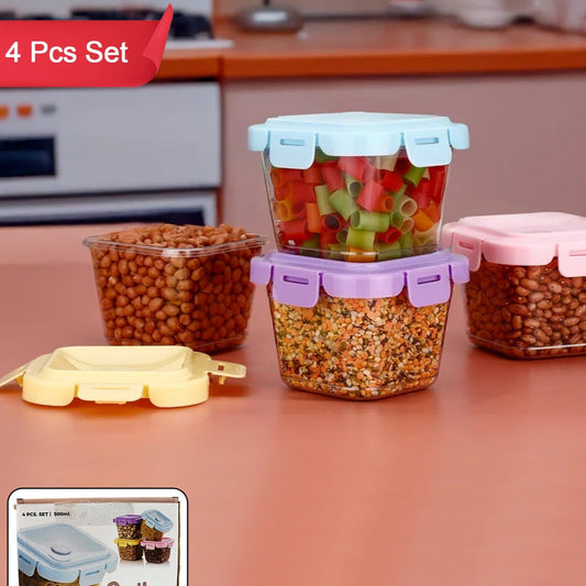Plastic Food Storage Containers With Lid (4 Pcs Set  500 Ml) - Happy Price - Image 1
