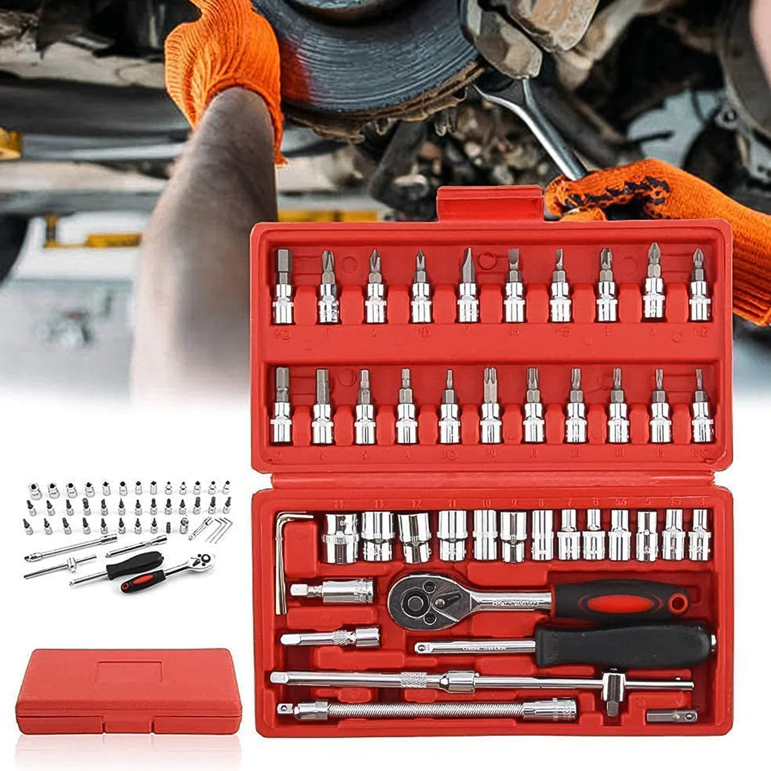 14-Inch 46-Piece Combination Tool Kit - Red