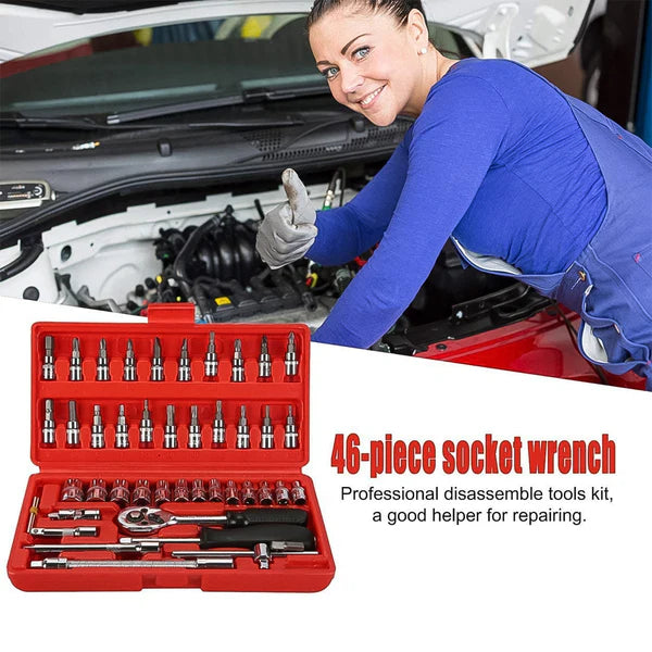 14-Inch 46-Piece Combination Tool Kit - Red