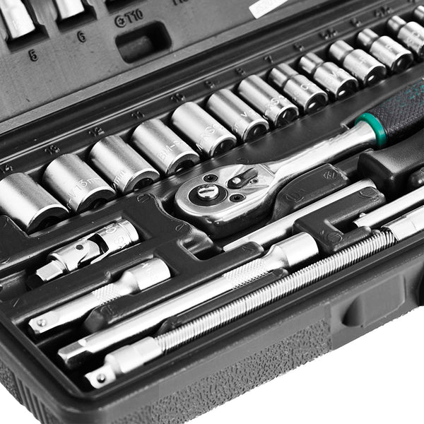 46 Piece 1/4 Inch Drive Socket and Tool Set - Black