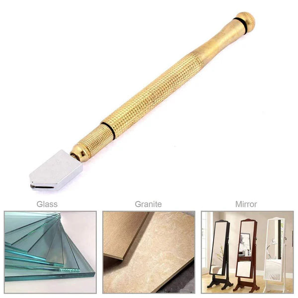 Gold Metal Glass Cutter with Carbide Wheel for Crafting (1pc)