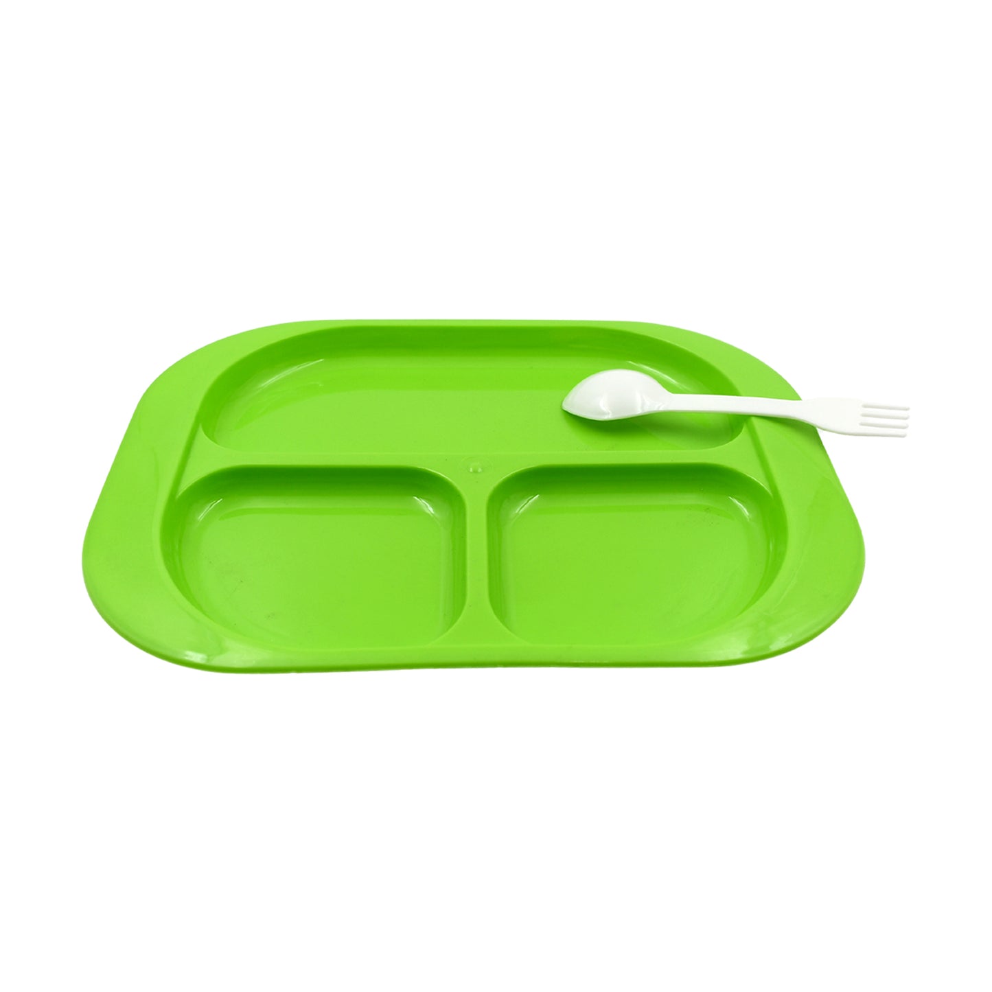 3 Compartment Food Plates with Spoon - Reusable, BPA-Free, Square Snack Plates (1 Pc) - Happy Price - Image 5