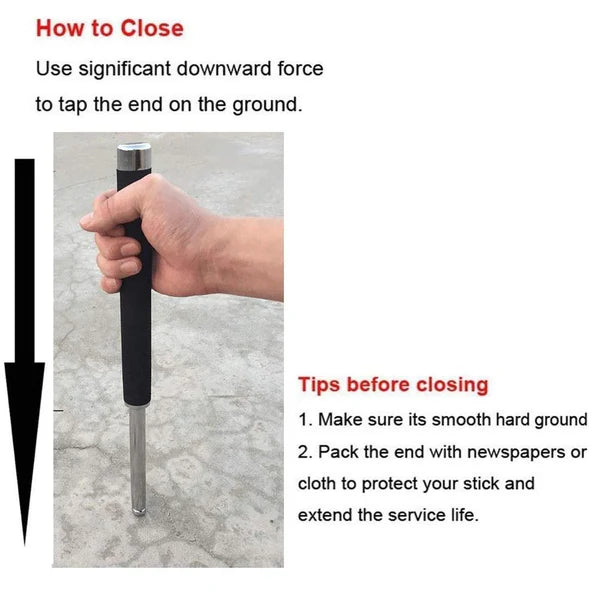 Collapsible Self Defence Stick with Wrist Strap (1pc)
