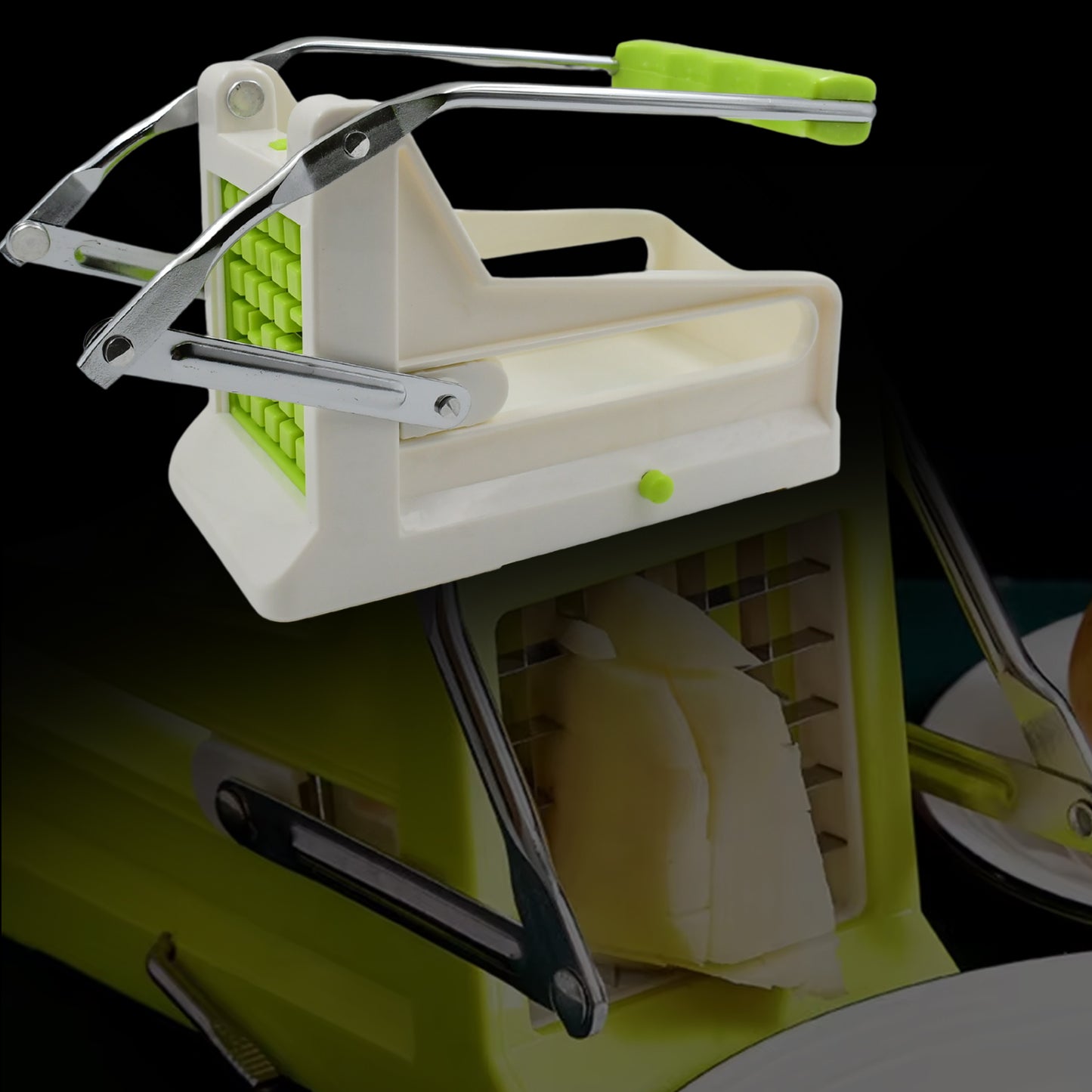 French Fry Cutter Great With Vegetables Potato Fries Cutter Professional Vegetable Cutter Stainless Steel Cutter Potato Onions Carrots Cucumbers Fruits Potato Cutter (1 Pc) - Happy Price - Image 3