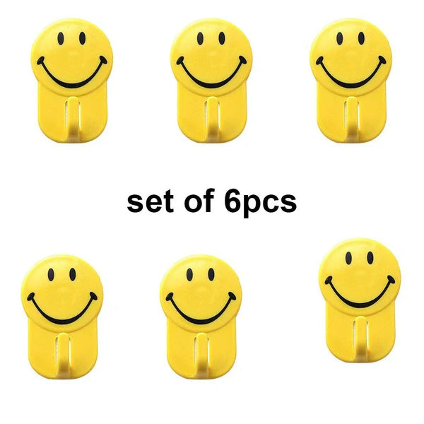 Plastic Self-adhesive Smiley Face Hooks 1 Kg Load Capacity (6pcs) - Happy Price - Image 3