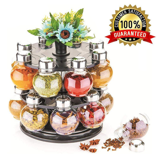 Multipurpose Revolving Plastic Spice Rack Set (16pcs) - Happy Price - Image 1