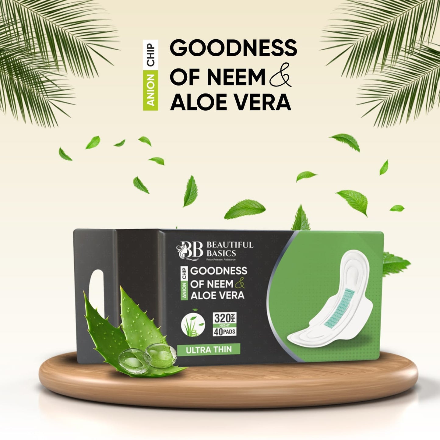 Sanitary Pads For Women With Goodness Of Neem  Aloe Vera  Ultra Thin  Leakage Protection  Ph Balance  With Antibacterial Anion Chip  5x More Absorbance (320 Mm  36 Pads) - Happy Price - Image 2