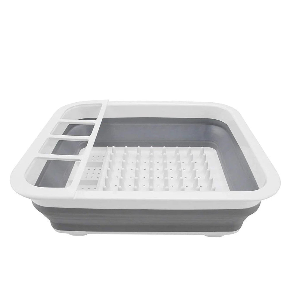Collapsible Folding Silicone Dish Drying Drainer Rack With Spoon Fork Knife Storage Holder - Happy Price - Image 3