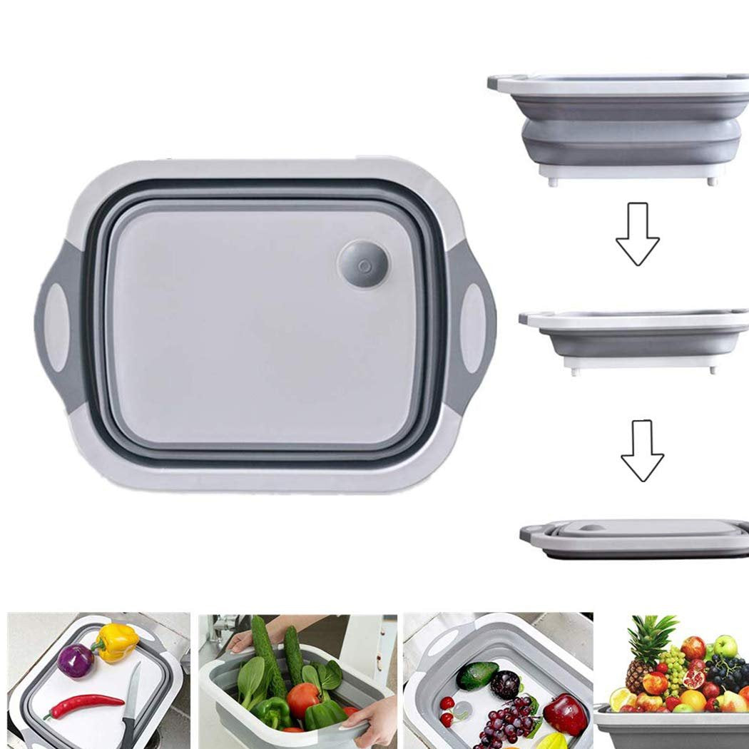 3-in-1 Foldable Kitchen Chopping Board, Dish Rack & Washing Bowl
