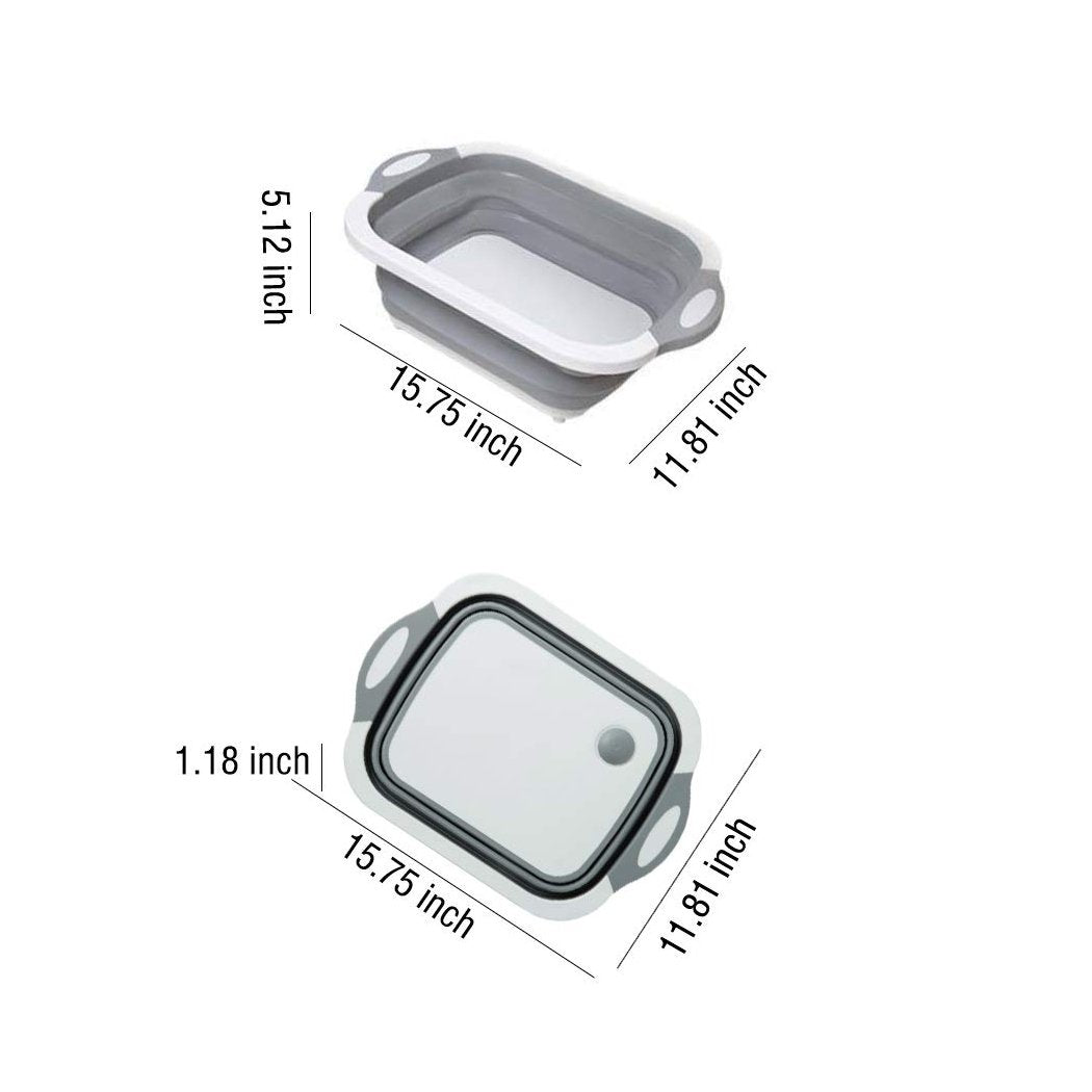 3-in-1 Foldable Kitchen Chopping Board, Dish Rack & Washing Bowl