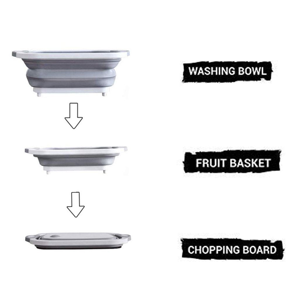 3-in-1 Foldable Kitchen Chopping Board, Dish Rack & Washing Bowl