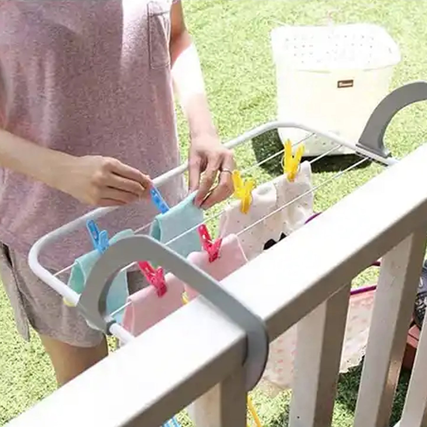 Metal Steel Folding Drying Rack For Clothes Balcony Laundry Hanger For Small Clothes Drying Hanger Metal Clothes Drying Stand Socks And Plant Storage Holder Outdoor  Indoor Clothes-towel Drying Rack Hanging On The Door Bathroom - Happy Price - Image 4