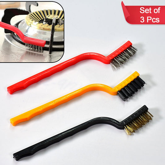 3pc  Mini Wire Brush Set Brass Nylon Stainless Steel Bristles Household Cleaning Brush For Gas Stove Smoke Machine Tool Burner Tiles Tap Rust Removal Welding Slag Dirt  Paint Scrubbing. - Happy Price - Image 1