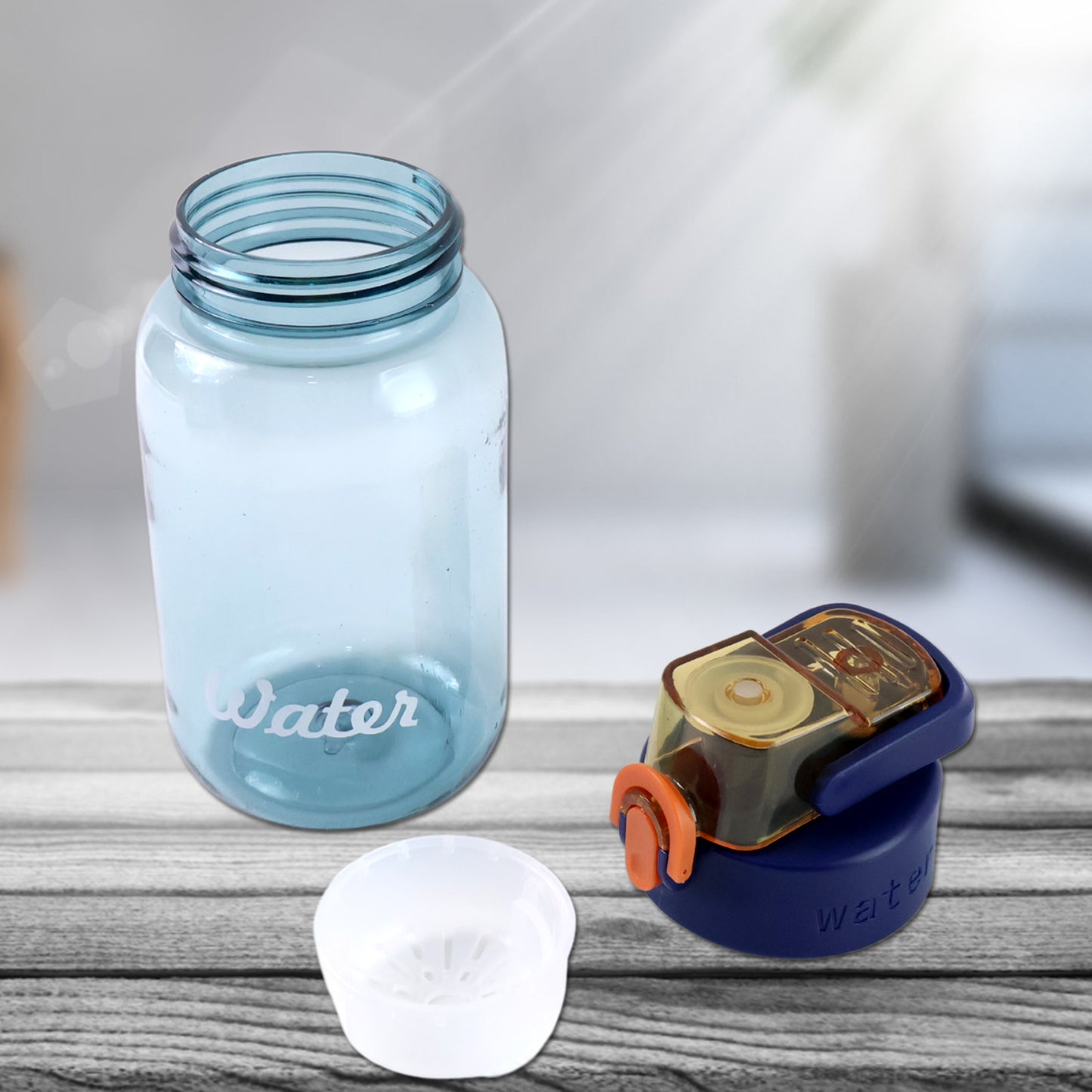 Blue Plastic Leak-proof Flip Cap  Safty Lock Water Bottle (600ml Approx  1 Pc) - Happy Price - Image 2