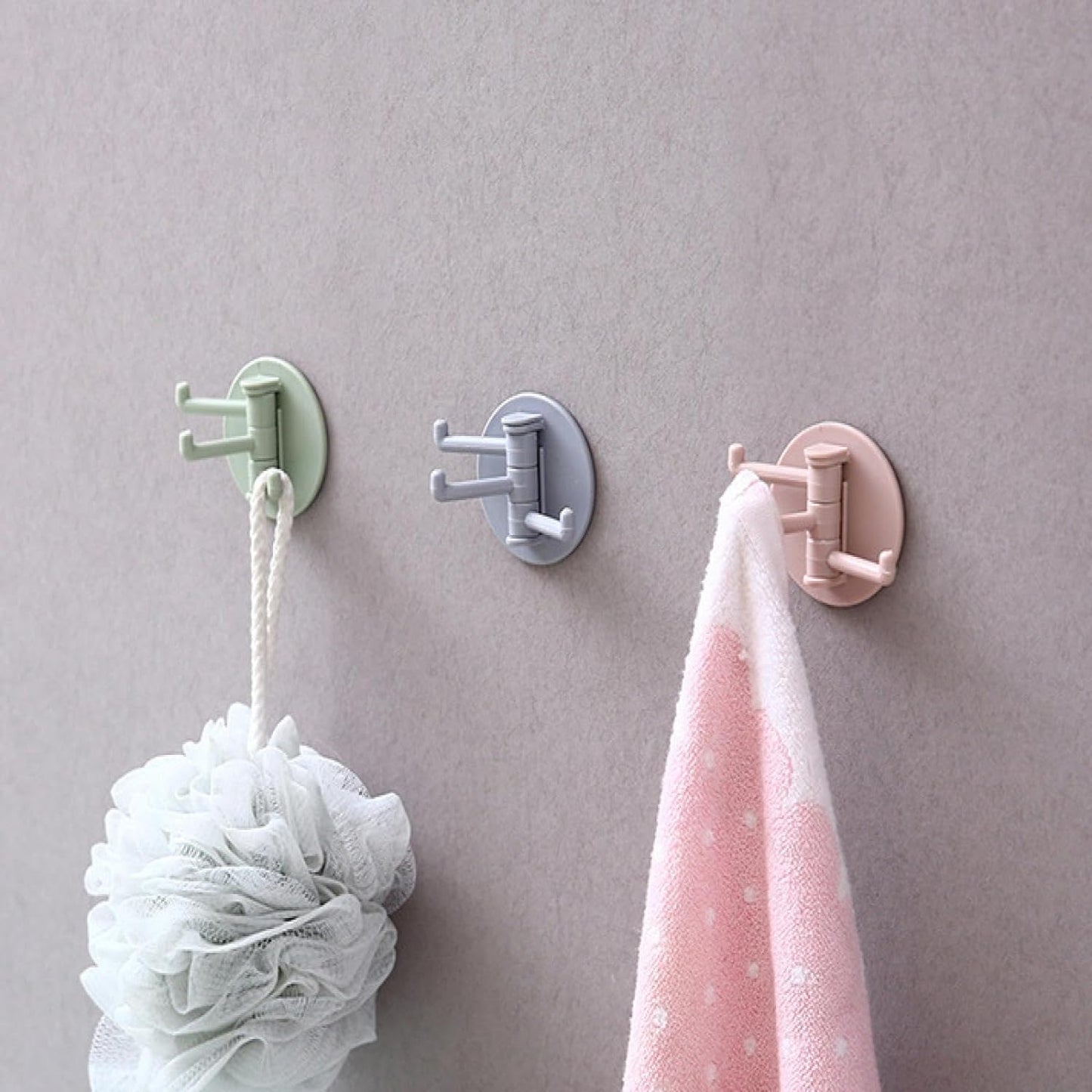 Sticky Hook Household Strong Punch-free Hook 180foldable Multi-function Rotatable Hook With 3 Hooks Suitable For Bathroom Kitchen Office (1 Pc) - Happy Price - Image 5