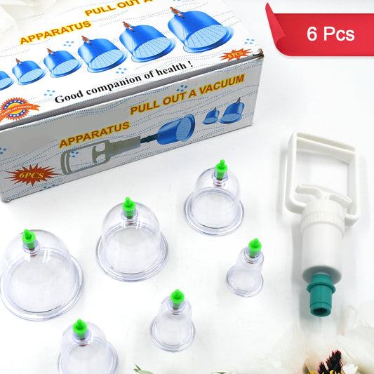 Vacuum Cupping Set 6 Pcs Kit Pull Out A Vacuum Apparatus Therapy Relax Massagers Curve Suction Pumps - Happy Price - Image 1