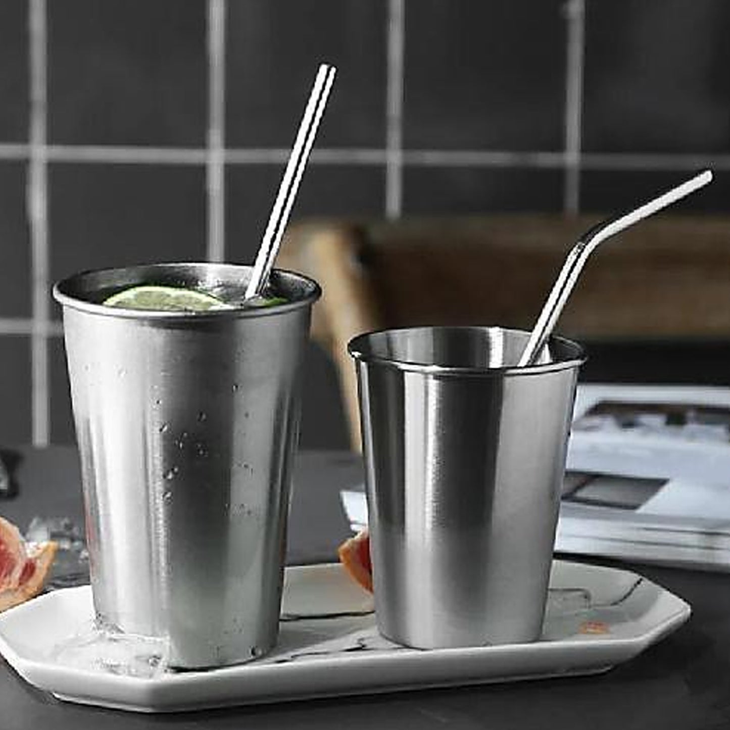 Reusable Stainless Steel Straws With Travel Case Cleaning Brush Eco Friendly Extra Long Metal Straws Drinking Set Of 4 (2 Straight Straws 1 Bent Straws 1 Brush) - Happy Price - Image 5