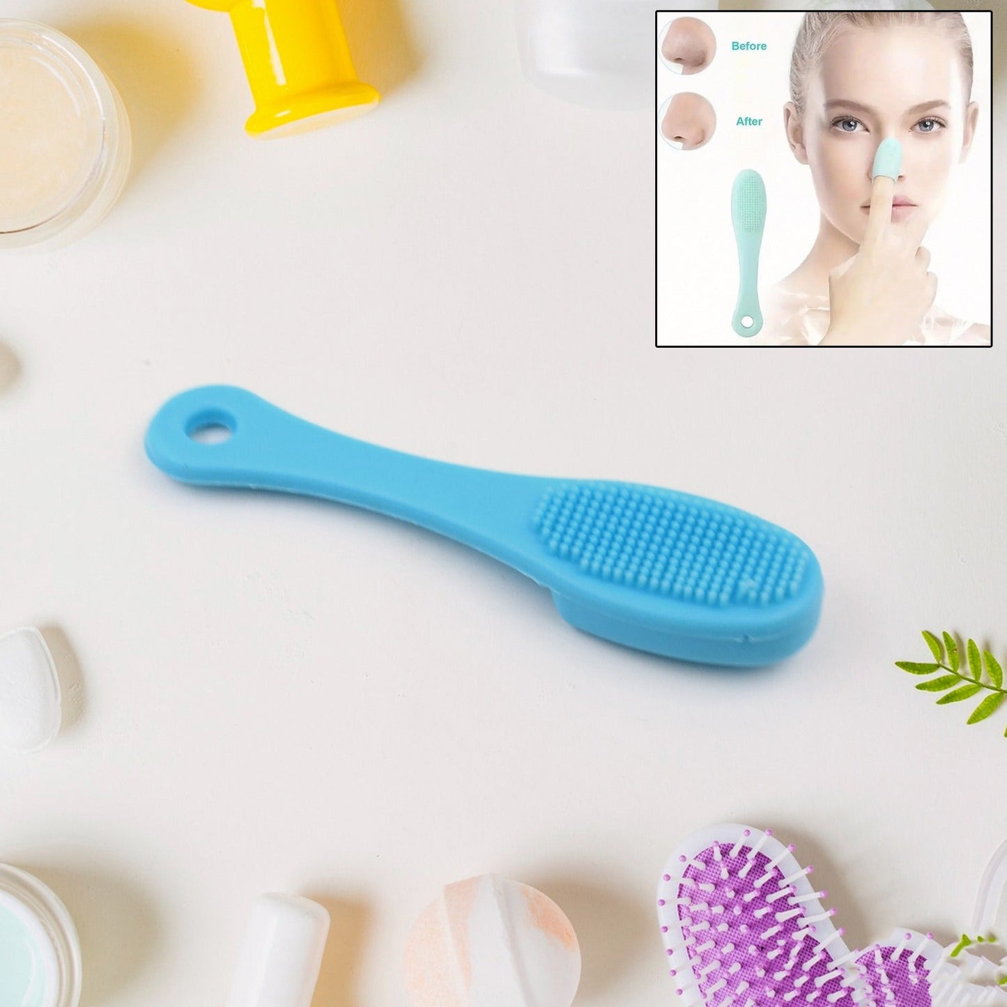 Silicone Makeup Cleaning Tool Finger Wash Face Scrubber Facial Cleansing Brush (1 Pc  Mix Color) - Happy Price - Image 2