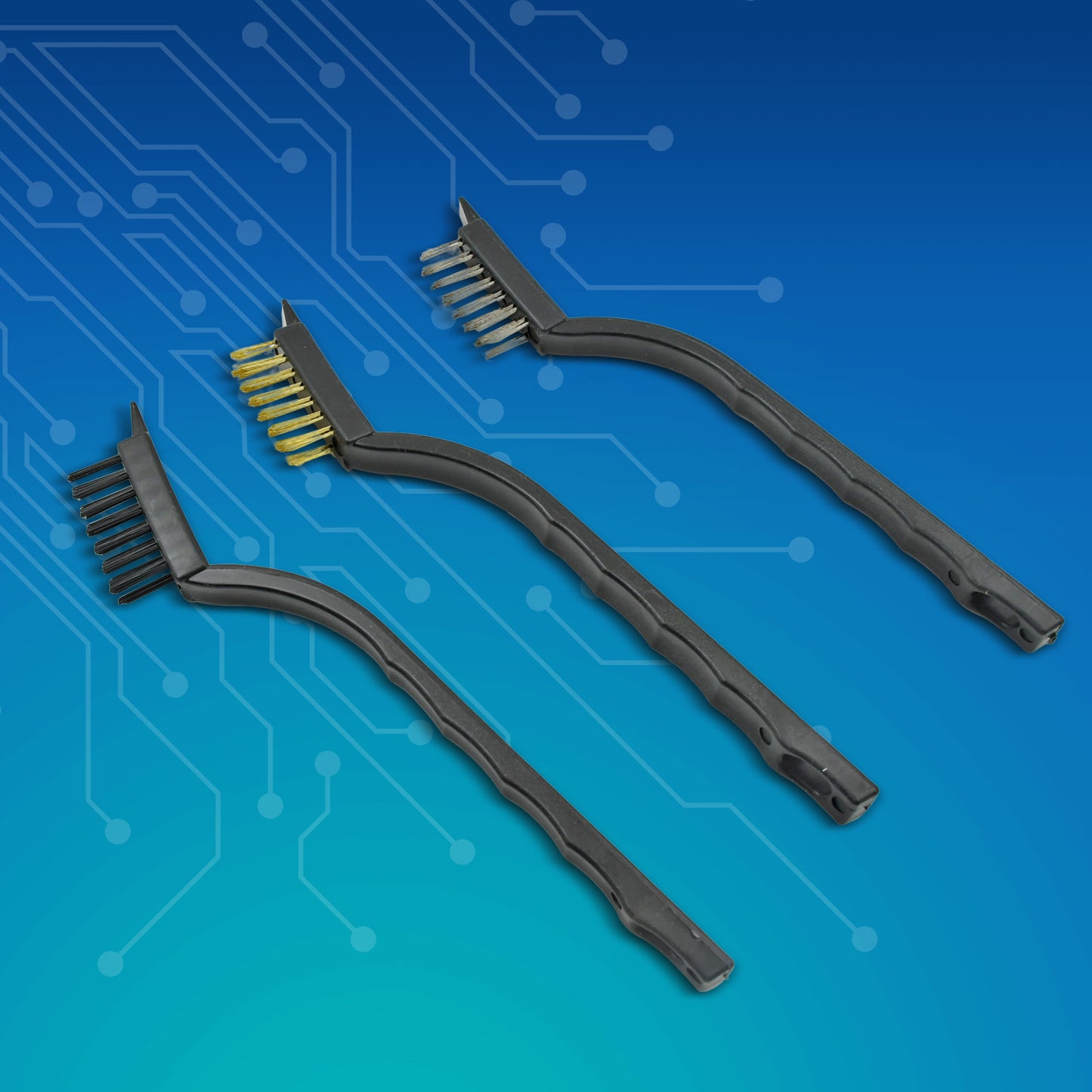 Mini Wire Brush Set Brass Nylon Stainless Steel Bristles Household Cleaning Brush For Gas Stove Smoke Machine Tool Burner Tiles Tap Rust Removal Welding Slag Dirt  Paint Scrubbing (3 Pcs Set) - Happy Price - Image 3