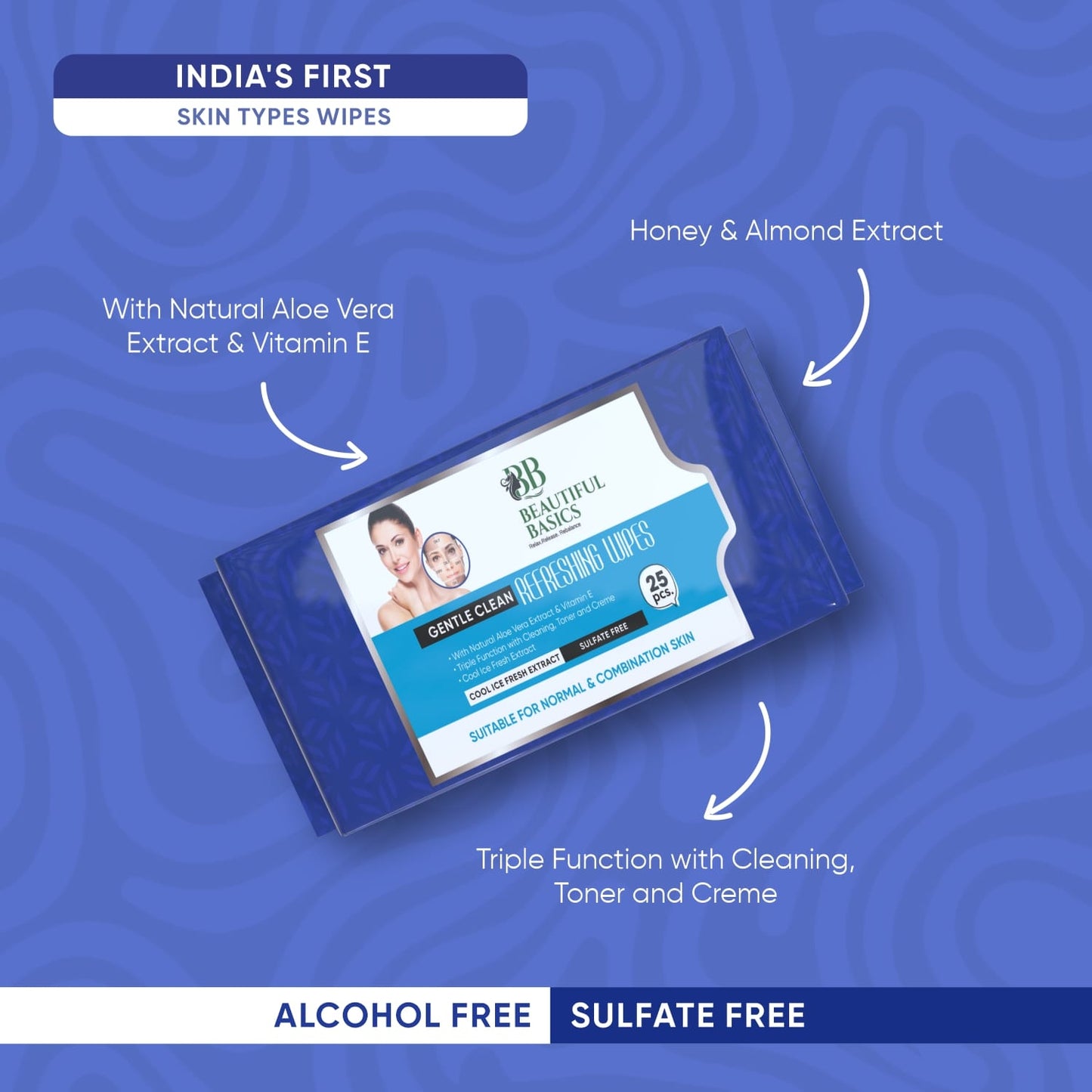 Beautiful Basics Normal  Oily Skin Face Wipes (2 Pkts X 50 Pcs Wipes) - Happy Price - Image 5