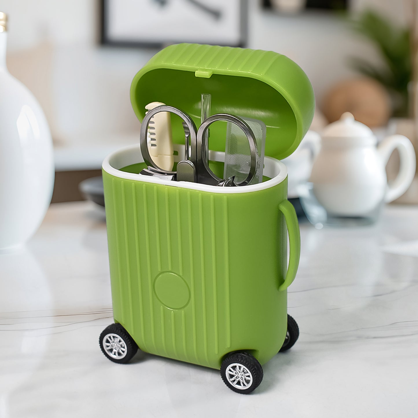 Manicure Kit Pedicure Tools For Feet Nail Clipper (8 Pcs Set  With Mini 4 Wheel Suitcase Trolley) - Happy Price - Image 2