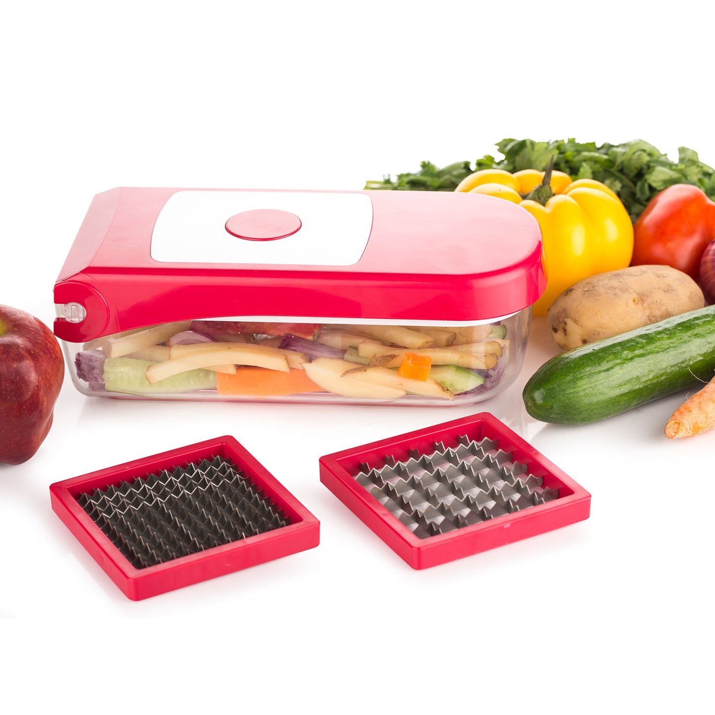 Ganesh Plastic Chopper Vegetable And Fruit Cutter Red - Happy Price - Image 3