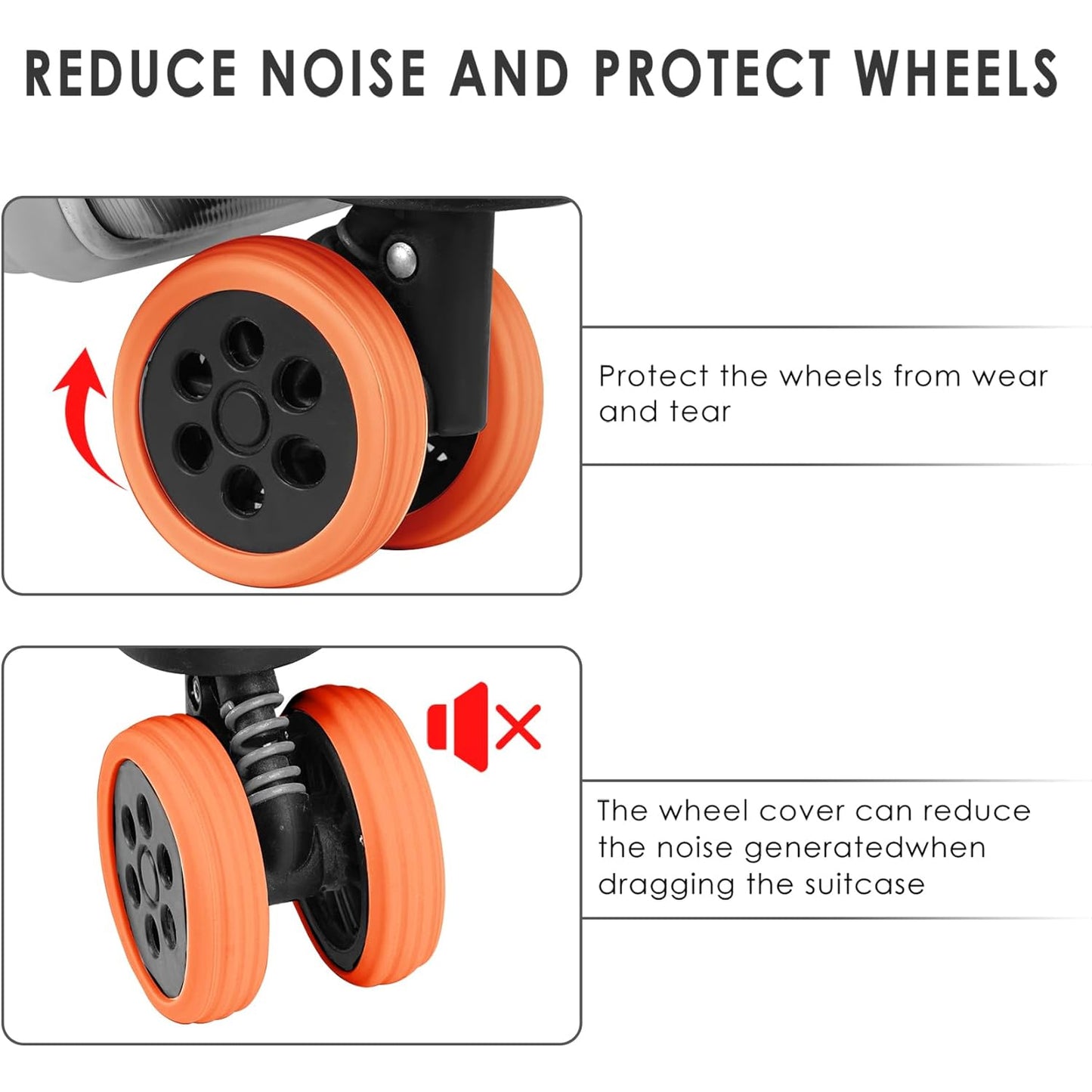 Luggage Wheel Covers 8  4 Pcs Luggage Wheel Covers For Suitcase Reduce Noise For Travel Luggage Suitcase Silicone Suitcase Wheels Cover For Protect Suitcase Wheels (8 Pcs  4 Pc Set) - Happy Price - Image 5