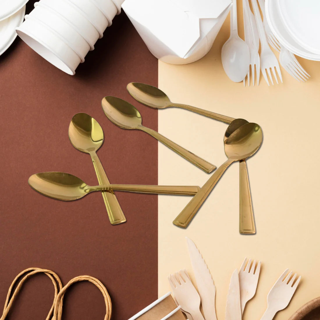 Premium Luxurious Stainless Steel Coated Spoons (6 Pcs Set  Golden) - Happy Price - Image 5