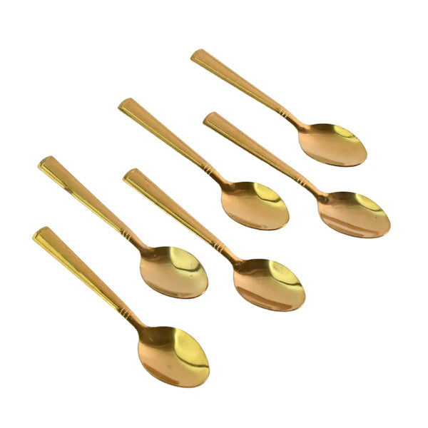 Premium Luxurious Stainless Steel Coated Spoons (6 Pcs Set  Golden) - Happy Price - Image 2