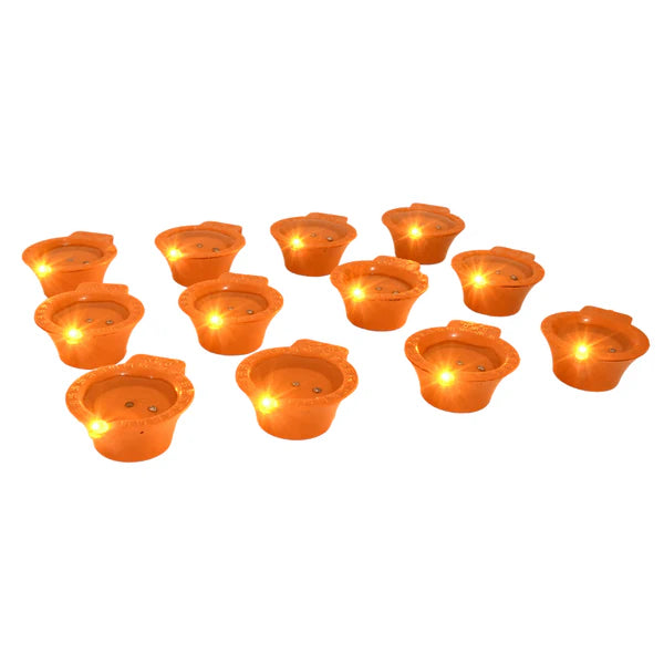 Water Activated LED Diyas for Diwali - 12 Piece Set
