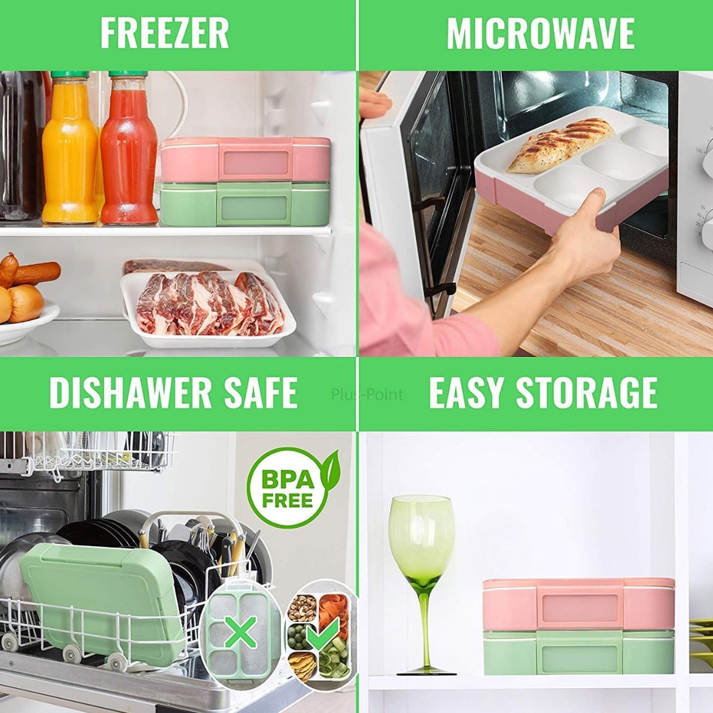Lunch Box 4 Compartment With Leak Proof Lunch Box For School  Office Use - Happy Price - Image 6