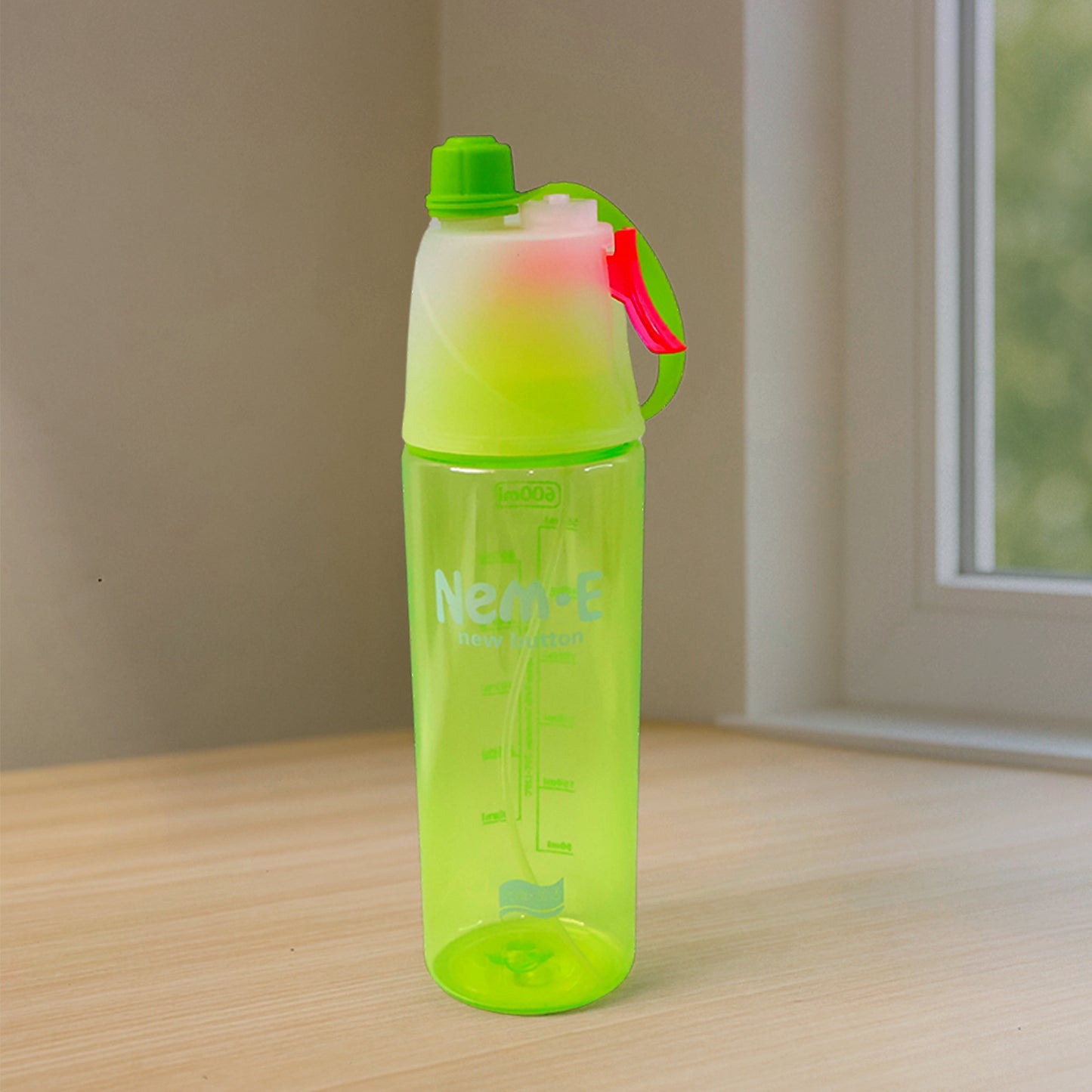 Plastic Dual Function Sports Water Bottle With Built-in Mist Spray And Leakproof Cap (600ml  1 Pc) - Happy Price - Image 4