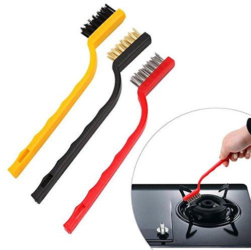 3 Pc Mini Wire Brush Set (Brass Nylon Stainless Steel Bristles) - Happy Price - Image 6