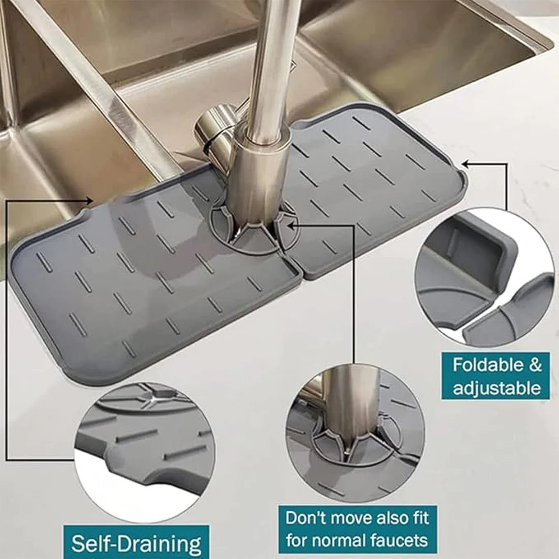 Silicone Sink Faucet Pad  Mat (1 Pc  33x12 Cm) - Happy Price - Image 2