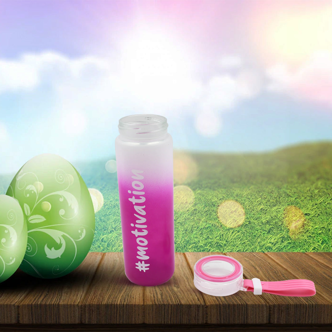 motivationalglass Bottle Colorful Portable Water Glass Bottle With Rubber Banddaily Intake Hourly Water Bottle To Ensure You Drink Enough Water Throughout The Dayreusable Cycling Gym Workout Fitnessbottle(Approx 350 Ml) - Happy Price - Image 5