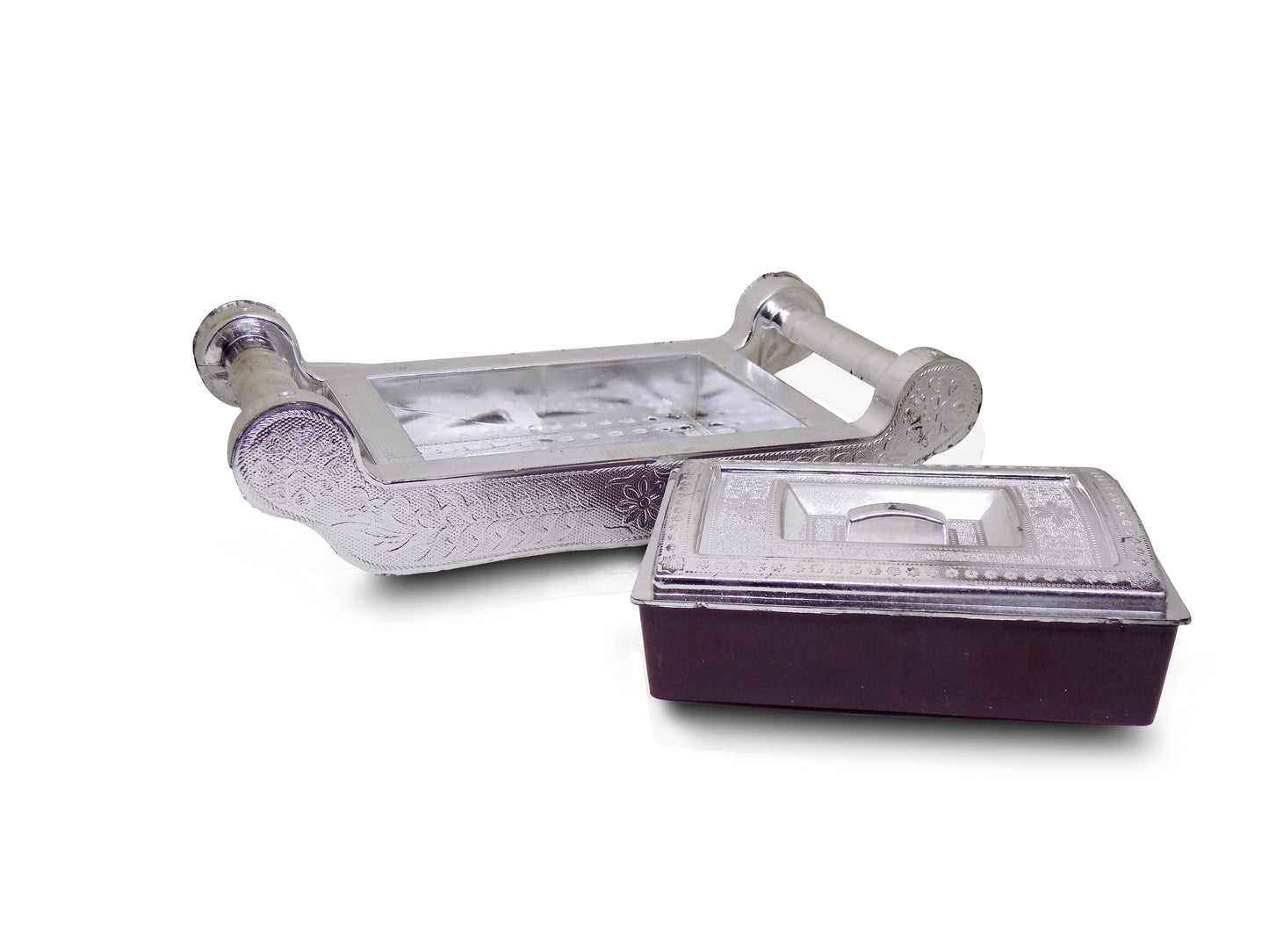 Multipurpose 4 Section Royal Design Silver Storagegift Box - Happy Price - Image 2