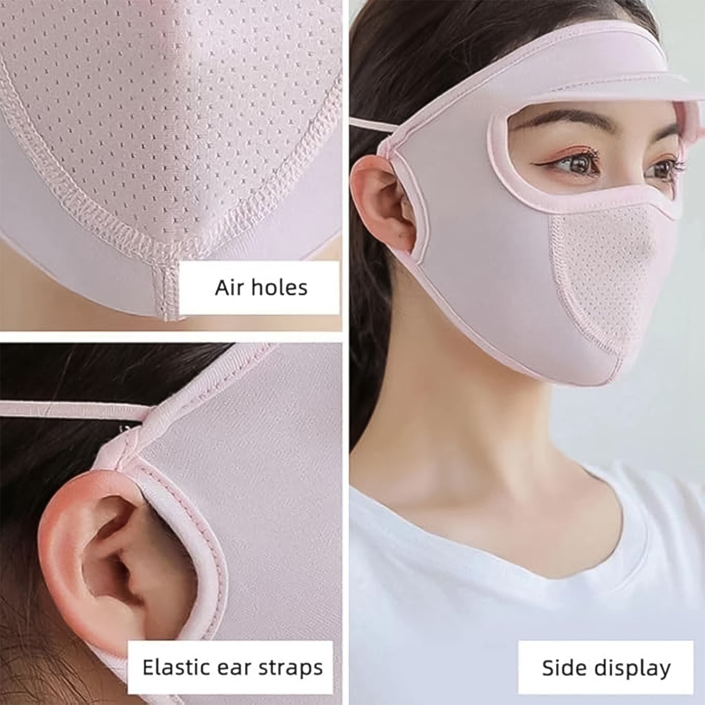 Womens Full Face Uv Protection Cap With Built-in Mask And Wide Brim Visor  Breathable (1 Pc) - Happy Price - Image 4