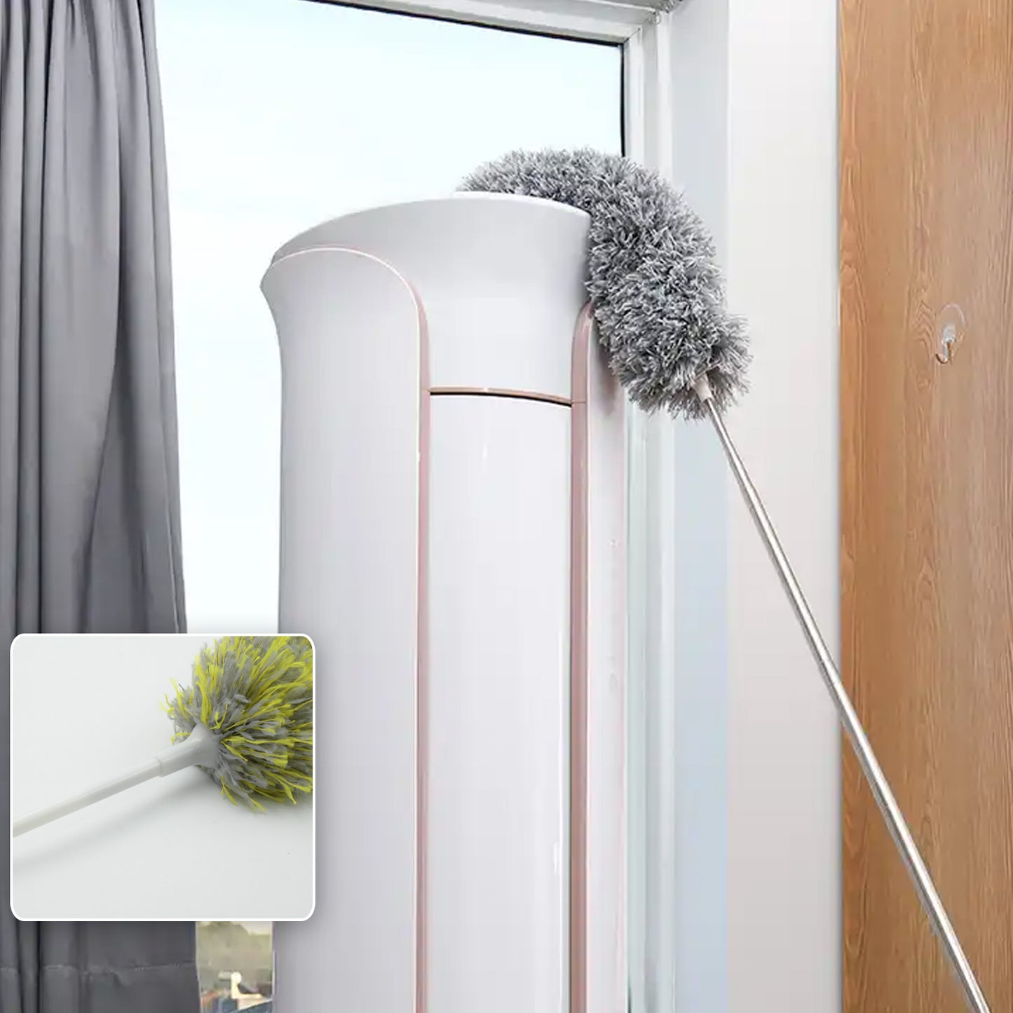 Long Handle Microfiber Duster For Cleaning Microfiber Hand Duster Washable Microfiber Cleaning Tool Extendable Dusters For Cleaning Office Car Computer Air Condition Washable Duster (62cm) - Happy Price - Image 5