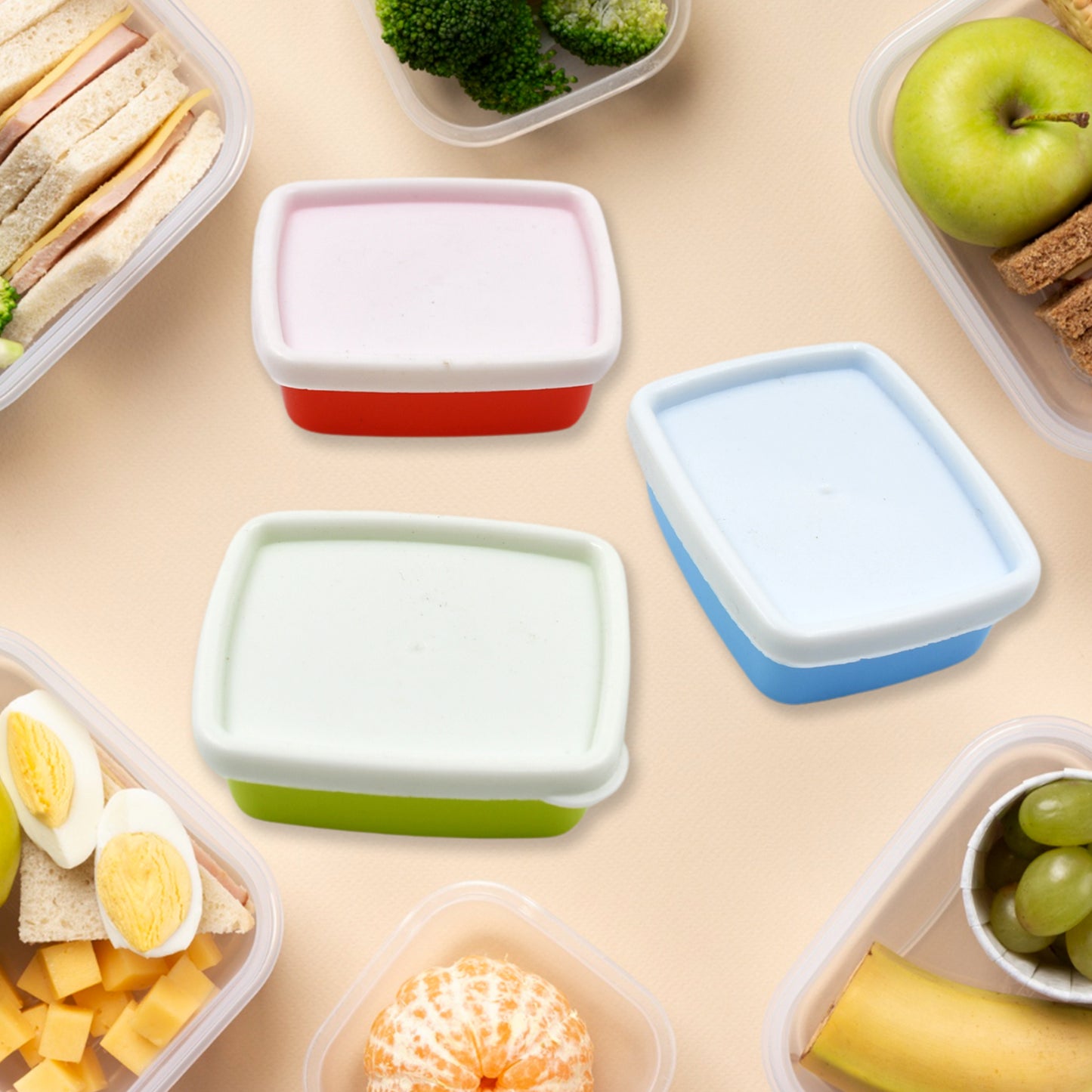 Plastic Airtight Containers Set Small Plastic Container Set Rectangular Plastic Food Pickle Fridge Containers Multicolor Kitchen Storage Container (3 Pcs Set) - Happy Price - Image 5