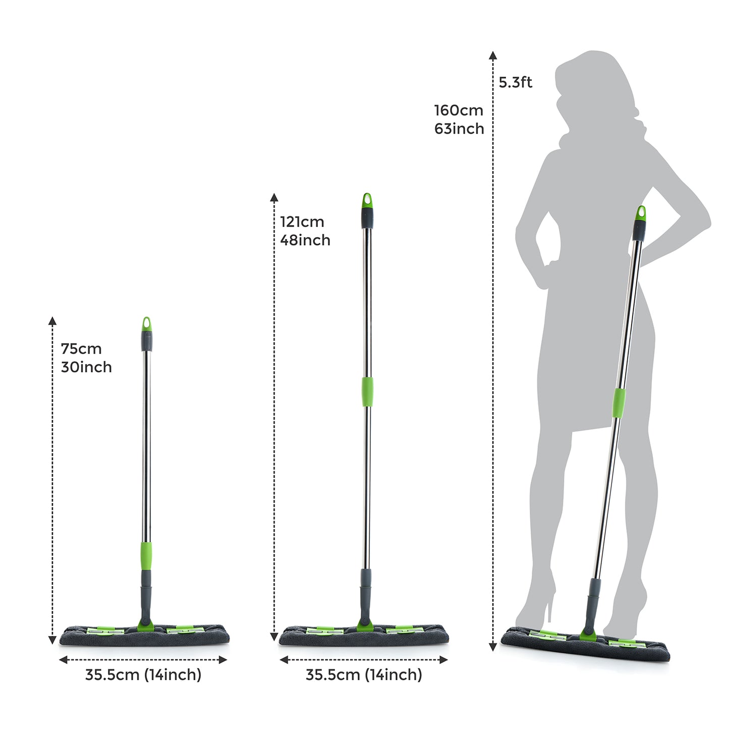Multipurpose Wet And Dry Cleaning Microfiber Flat Mop Floor Cleaning Mop With  360 Degree Rotating Head And Telescopic Handle Steel Rod Long Handle Dry Mops Standard (1 Piece Multi-colour) - Happy Price - Image 4
