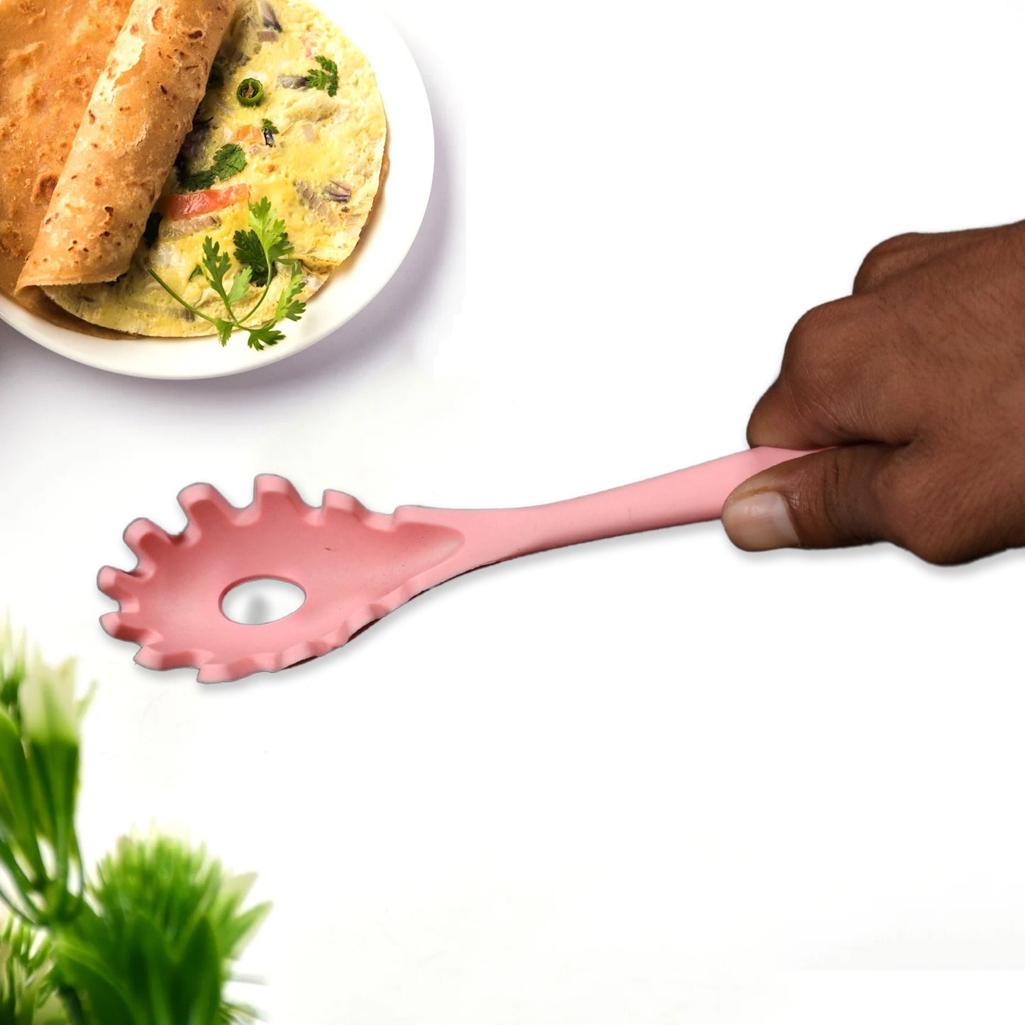 5425 Pasta Fork Silicone Cookware Spaghetti Strainer Server Spoon No Hurt The Pot High Temperature Resistant Nonslip. - Happy Price - Image 3