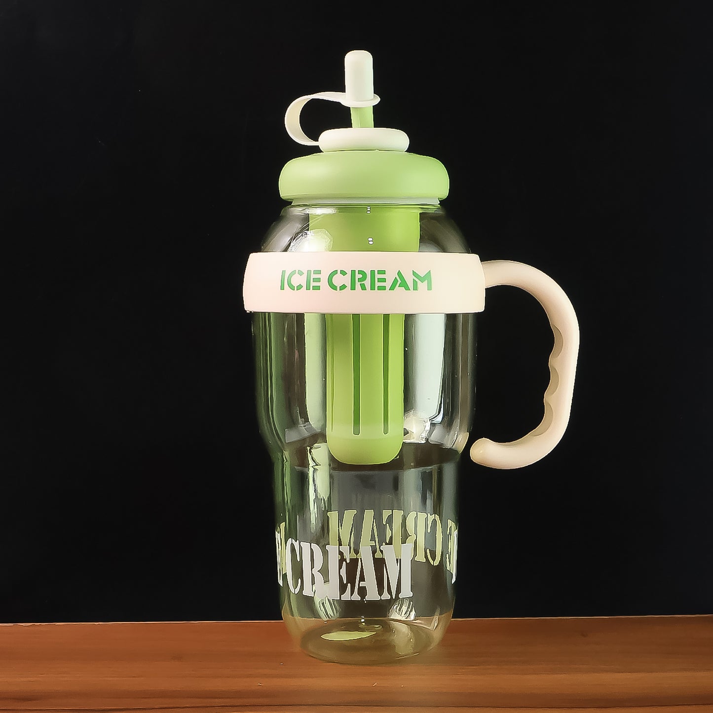 Approx 1300ml Large Capacity Cute Ice Cream Themed Water Bottle With Handle Straw  Fruit Infuser  Leakproof Sipper For Kids  Adults - Happy Price - Image 6